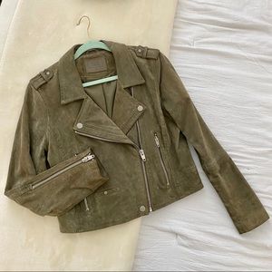 SL8 Genuine Suede Olive Green Moto Jacket